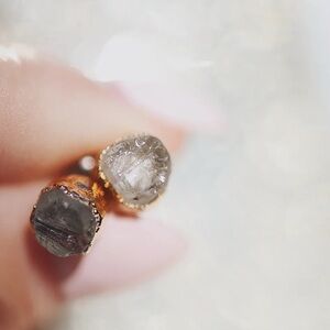 Gold Raw Stone Earrings